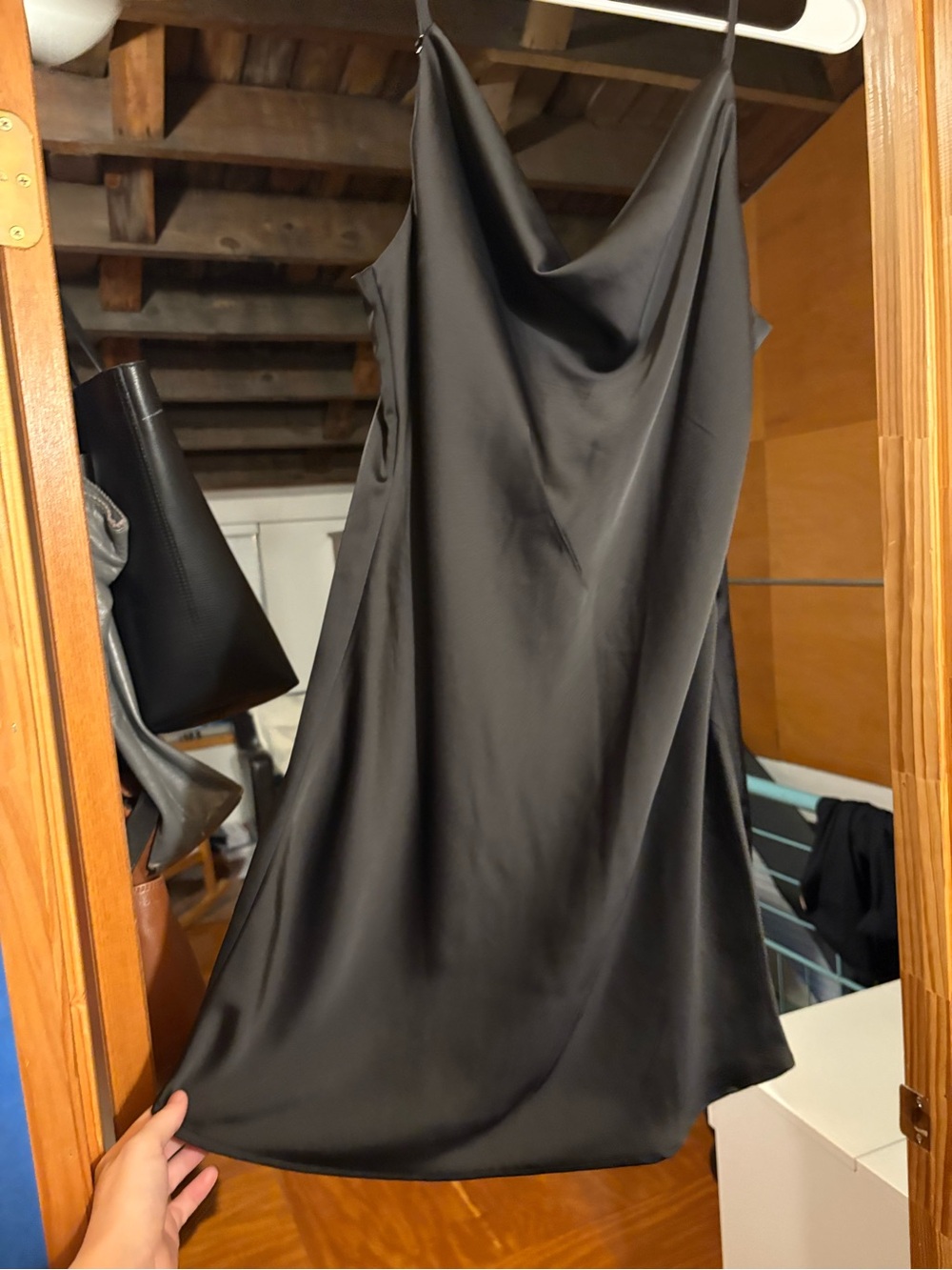 Urban Outfitters Black Strapless Satin Slip Dress